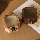 复古海棠玻璃礼品盒首饰盒小实木手链包装 盒木盒子精致手串饰品盒