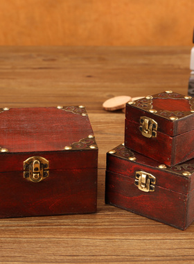 复古迷你小百宝箱手饰盒包装小木盒首饰箱木头首饰盒储物盒木盒子