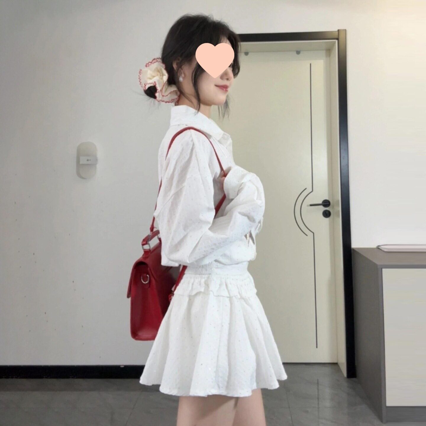 2026新款韩系巨好看白色衬衫连衣裙子女早春小个子穿搭短裙套装