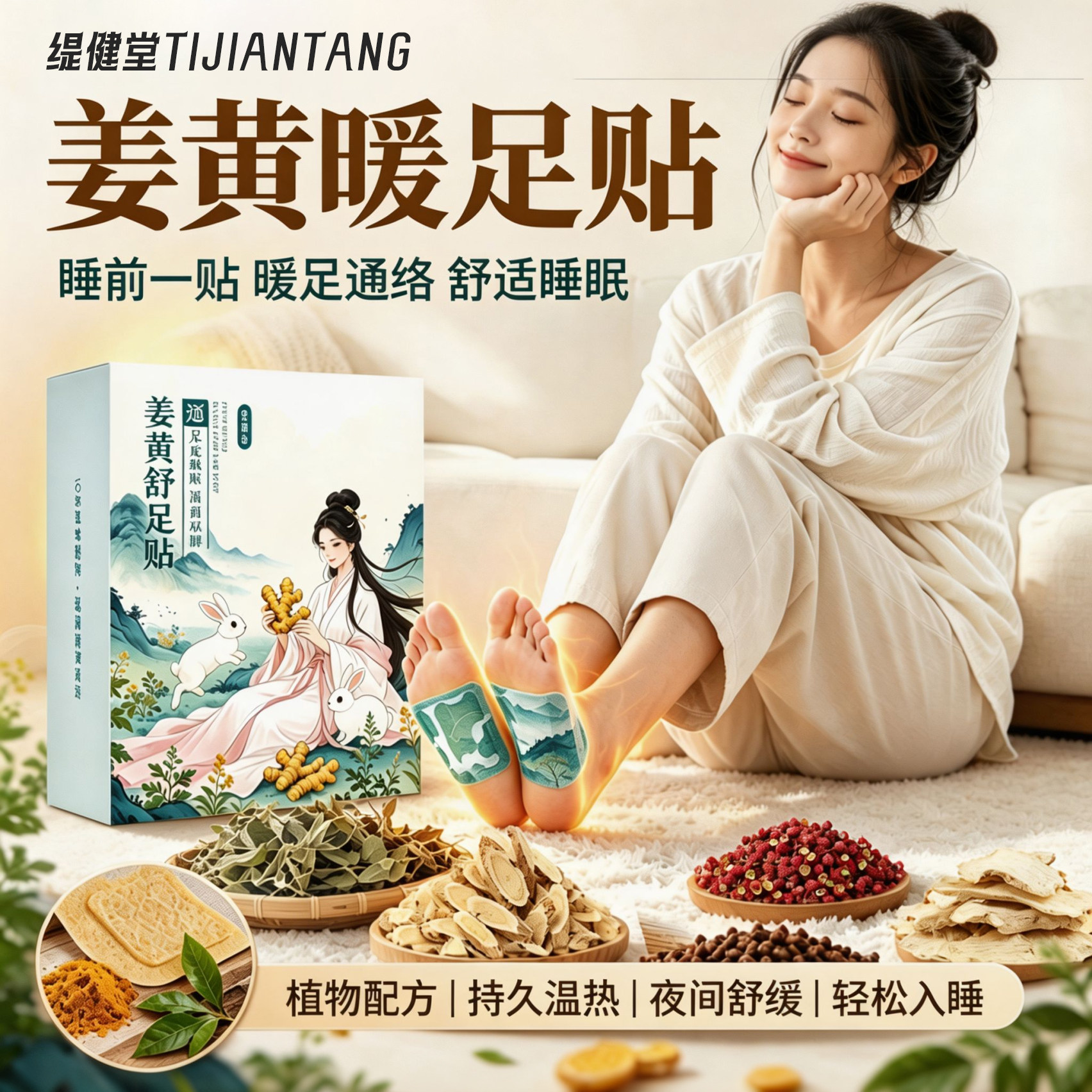 艾草发热姜贴驱寒祛湿生姜热疗贴