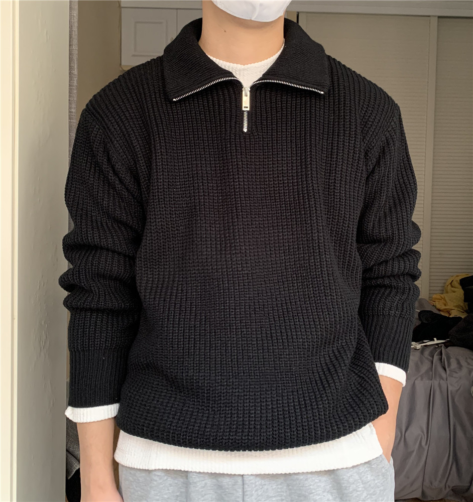 方人也屹套头毛衣慵懒风男加厚宽松设计感小众秋冬ins宽松打底衫