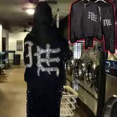 Correct Version of Mixed Emotion American Street Retro High Street Pearl Rhinestone Hooded Sweatshirt Trendy