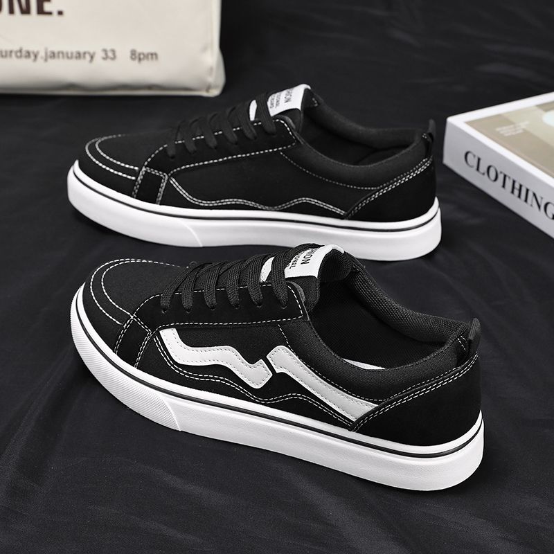 黑色帆布鞋潮鞋2025冬季新款男款国潮经典黑色布鞋男士百搭休闲鞋