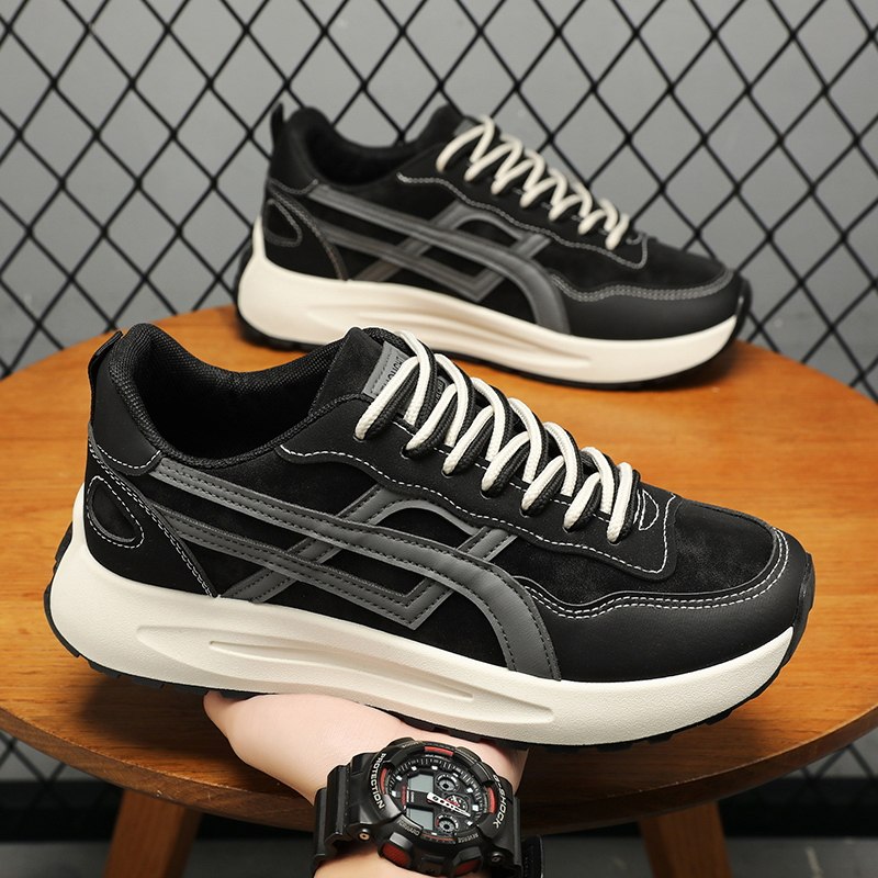 2025冬季新款黑色德训鞋男鞋厚底青少年复古老爹鞋百搭运动鞋潮鞋,流行男鞋,德训鞋,淘宝优惠券,粉丝福利购,淘宝优惠卷