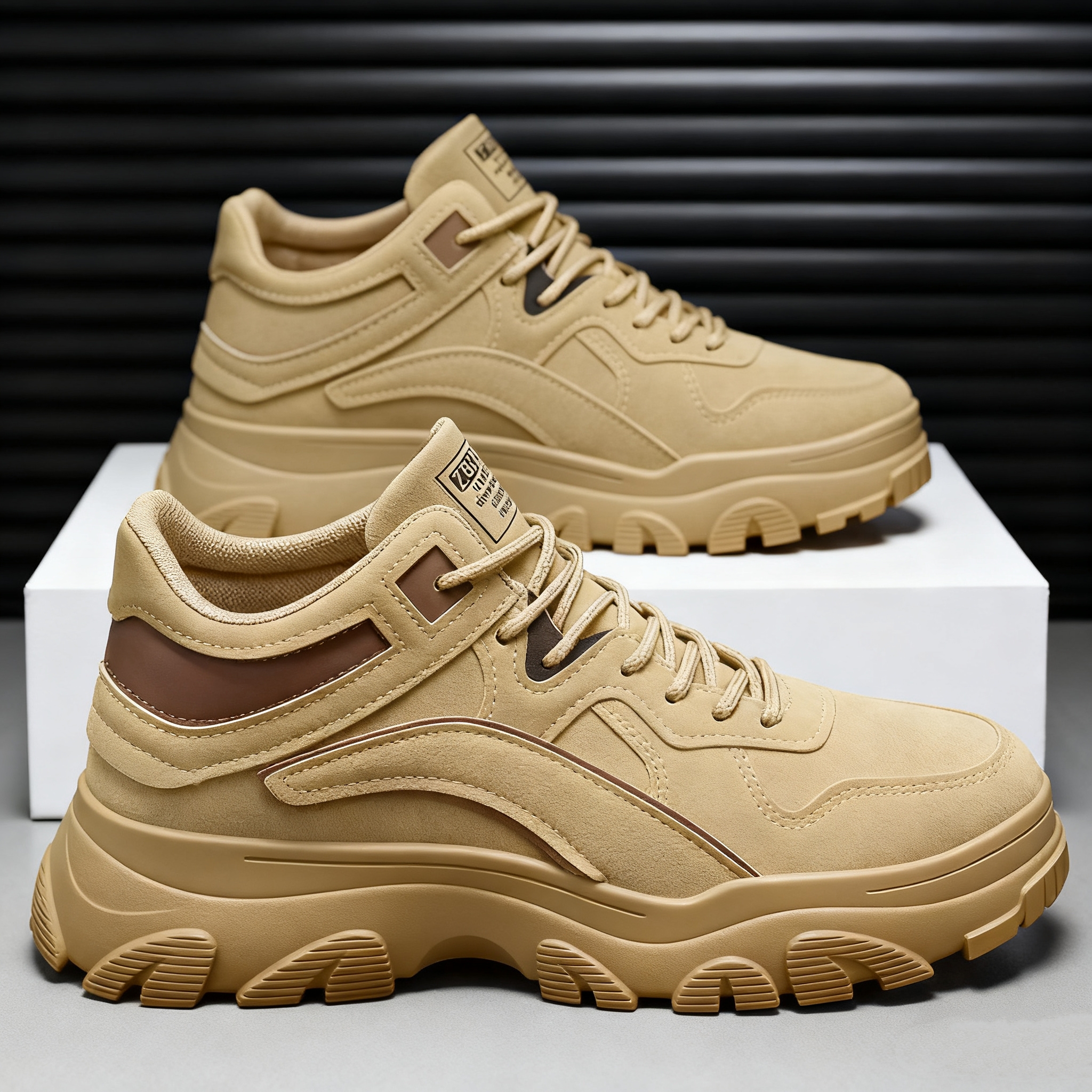 卡其色男士百搭户外鞋2025新款男士防滑耐磨劳保鞋厚底百搭工装鞋