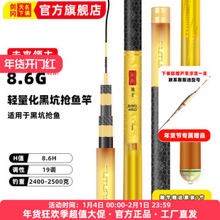 剑冈名满天下未来领主8.6G黑坑抢鱼竿超轻硬黑坑鱼竿飞抄鲫鲤手竿
