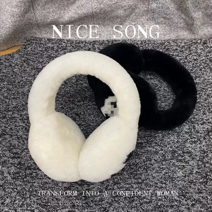 毛绒耳套女加厚保暖护耳秋冬黑白两色 温暖冬天 NICE SONG