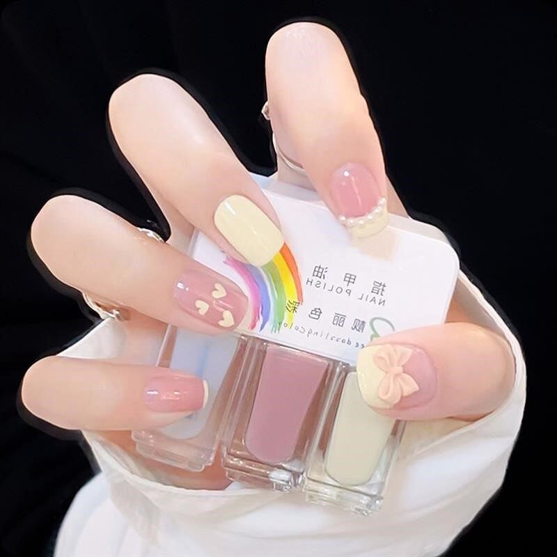 孕妇可用儿童指甲油无味女孩可撕拉免烤持久快干美甲专用透色