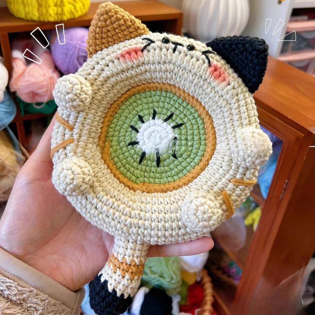 手工编织diy杯垫材料包毛线收纳小猫玩偶摆件手机支架送女友礼物,服饰配件/皮带/帽子/围巾,DIY编织材料包,淘宝优惠券,粉丝福利购,淘宝优惠卷