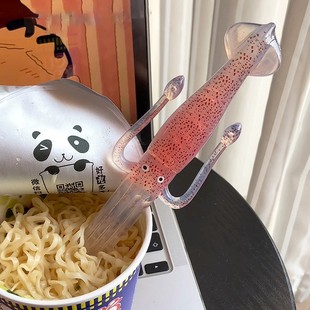 鱿鱼泡面叉趣味创意叉子大学生宿舍搞怪乌贼面日料餐具吃面条神器
