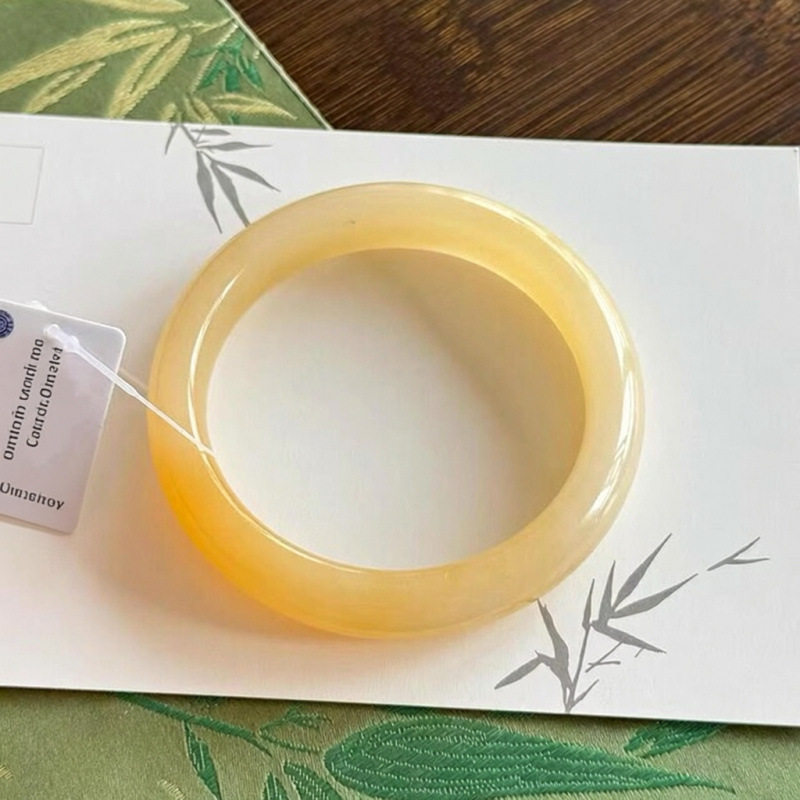 黄龙玉手镯冰种玉镯女天然玉石