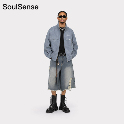 SoulSense立领运动秋冬痞帅工装散口袖短款休闲夹克