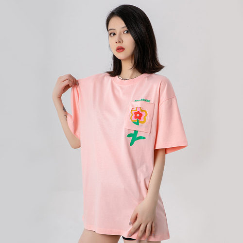 SoulSense潮流胸前贴兜花短袖女