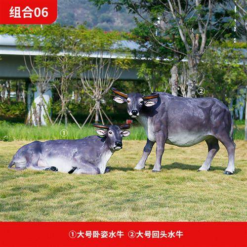 仿真水牛玻璃钢雕塑景区草坪公园农耕文化园林景观装饰落地摆件