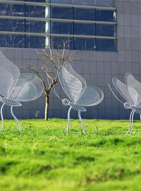 户外装饰不锈钢雕塑兔子摆件铁艺镂空蝴蝶小区草坪公园林景观小品