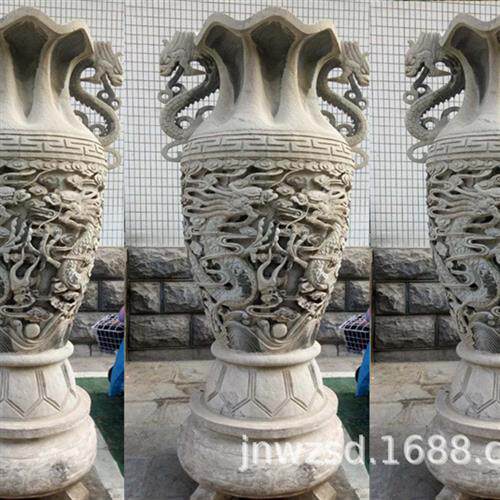 开业用花瓶石雕哪里卖室内装饰大理石花瓶多少钱商场景观花瓶图