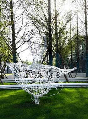 不锈钢抽象人物雕塑公园广场草坪铁艺镂空芭蕾舞者景观装饰大摆件