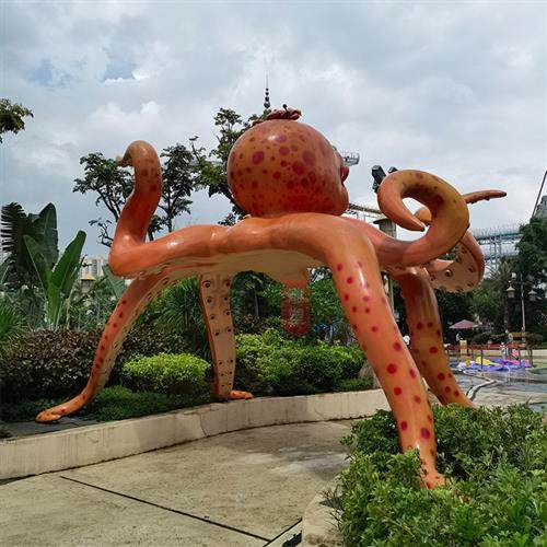 玻璃钢八爪鱼雕塑玻璃钢章鱼户外海洋生物卡通雕塑树脂工艺品摆件