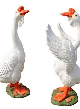玻璃钢鹅摆件别墅庭院花林草坪水池塘景观雕塑仿真动物美陈装饰品
