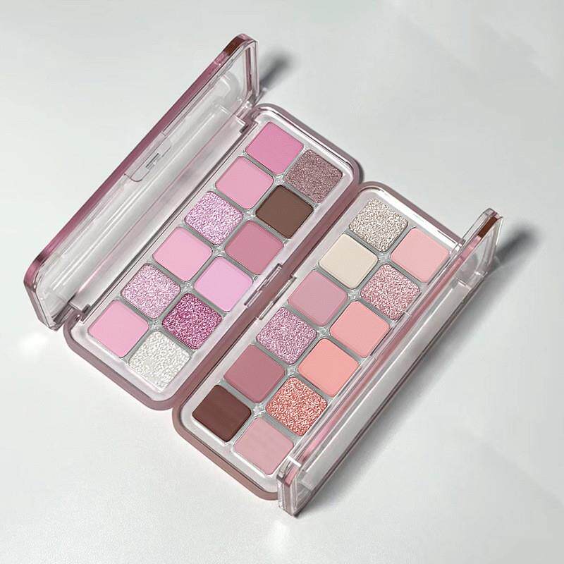 12色果疏眼影盘哑光细闪高光自然修容提亮淡颜感单色腮红