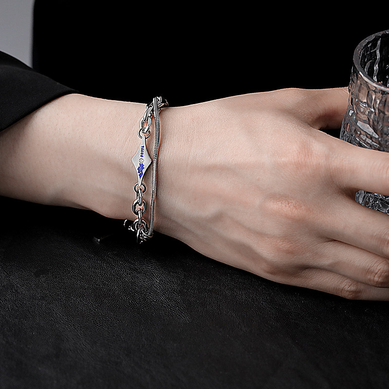 熔岩手链男潮ins小众设计高级感双层缠绕高街个性男士手饰学生