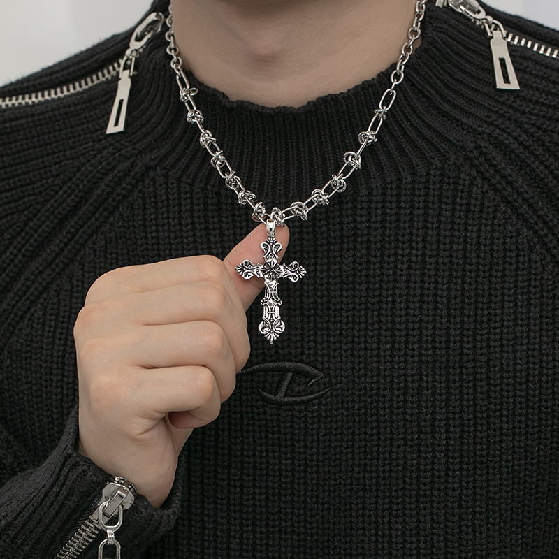 合金男女复古十字架项链