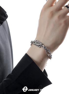 男女钛钢原创黑宝石手链