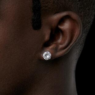 S925银针钻石耳钉男爆闪嘻哈超闪朱志鑫同款 锆石耳饰女 高级感美式