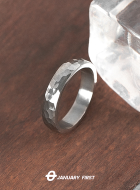 古法戒指手工锤纹指环男不规则尾戒设计师风女不规则纹理敲打戒指