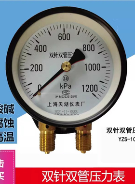 铁路专用 双针双管压力表 YZS102 1000KPA 1200kpa 1600kpa