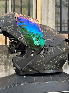 3C认证JIEKAI捷凯摩托车头盔男女蓝牙揭面盔冬季双镜赛车机车四季