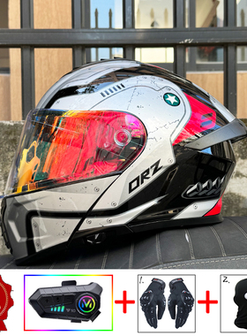 Orz摩托车头盔男女蓝牙揭面盔冬季双镜片大尾翼半全覆式个性四季