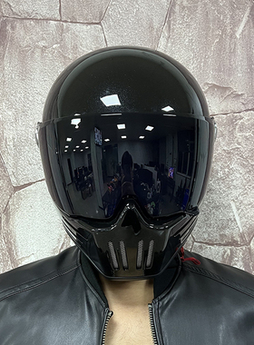 ORZ3C认证复古摩托车头盔男女巡航全盔重机车幽灵骷髅骑士蓝牙槽