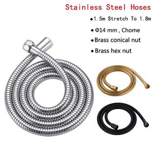 出口不锈钢花洒软管淋浴喷头金色热水器防爆防漏出水管适配九牧王