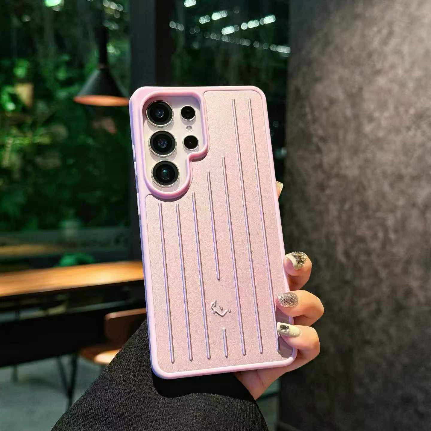 简约条纹行李箱磁吸手机壳