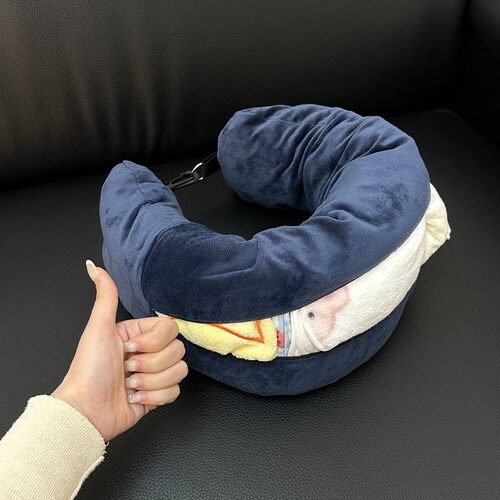 旅行u型枕塞衣服便携长途飞机收纳头枕枕套毛绒