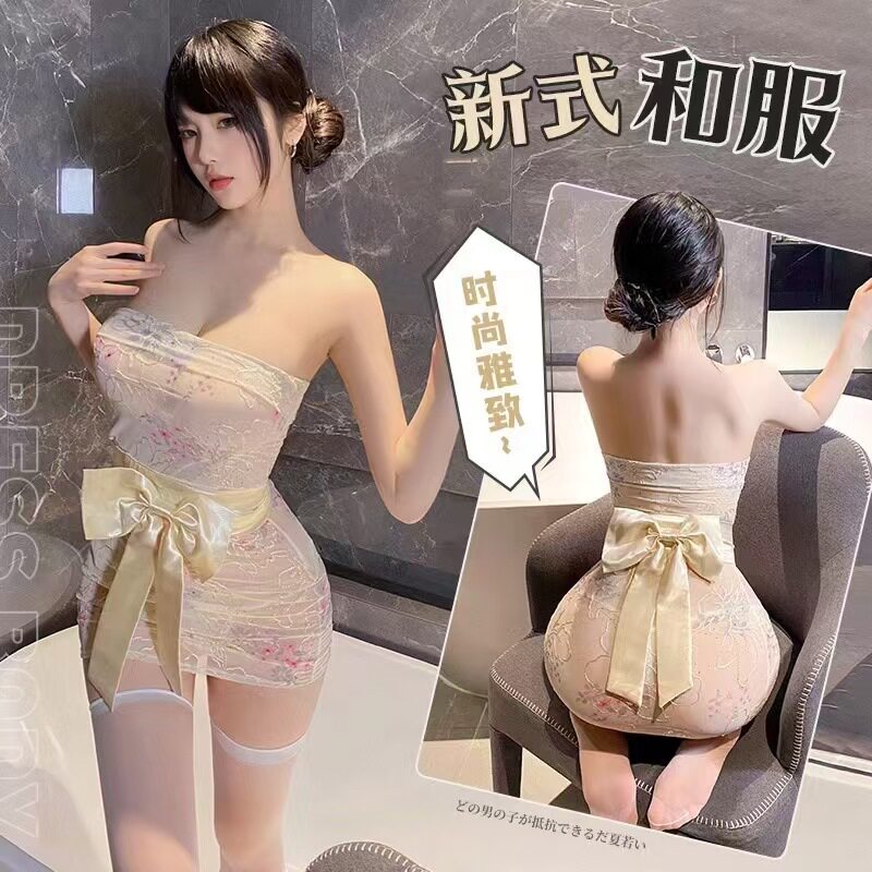 抹胸刺绣印花和服装睡裙女性感睡衣裙子高级感纯欲露背收腰显瘦