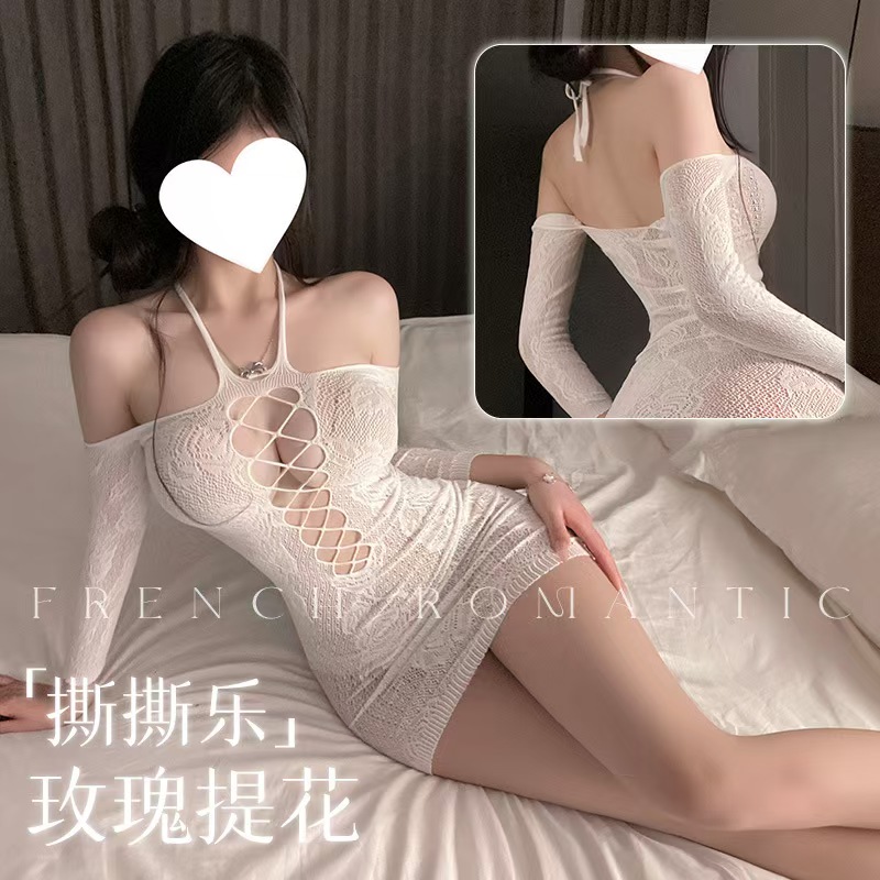 性感御姐纯欲包臀裙黑丝镂空约会女新款内衣网衣诱惑透视睡衣睡裙