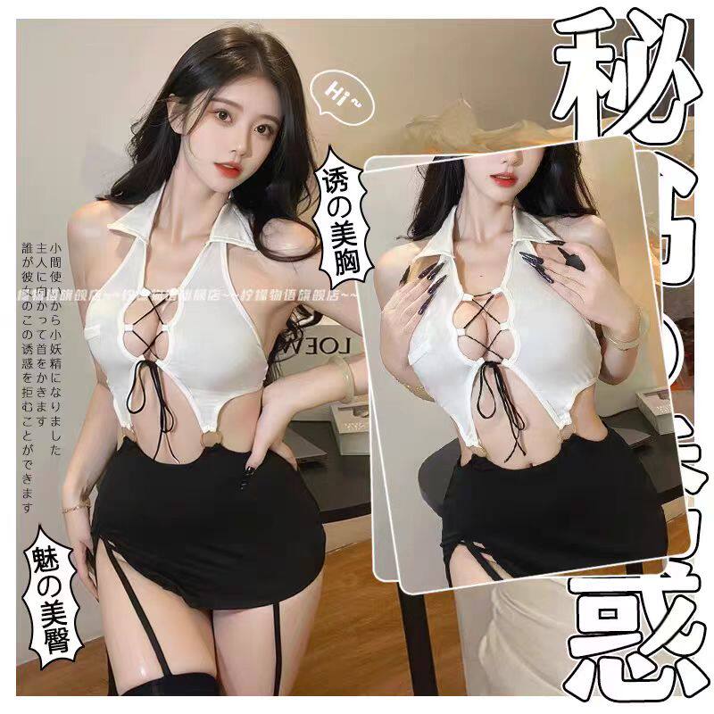 性感OL办公室秘书制服女纯欲诱惑绑带镂空绑带显瘦包臀裙套装