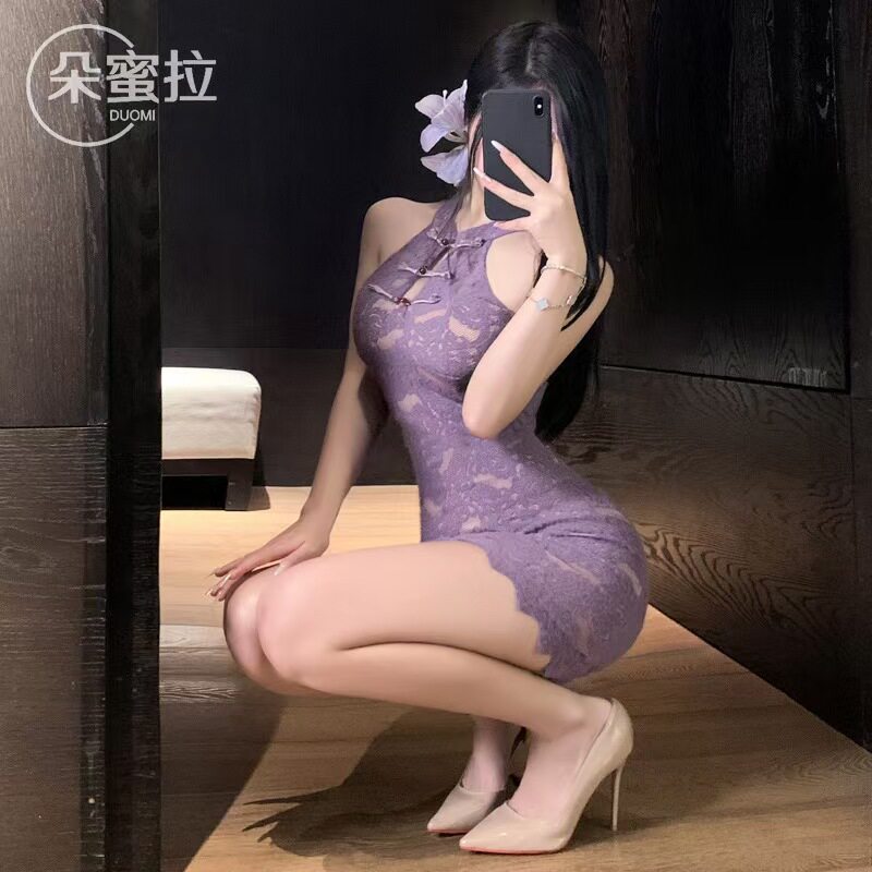 挂脖性感露肩高腰气质修身显瘦