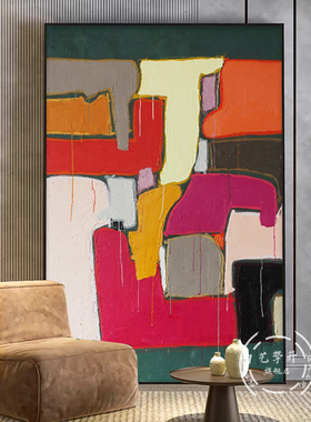 YZS 手绘油画【绿澜】现代简约高级肌理感客厅餐厅挂画玄关装饰画