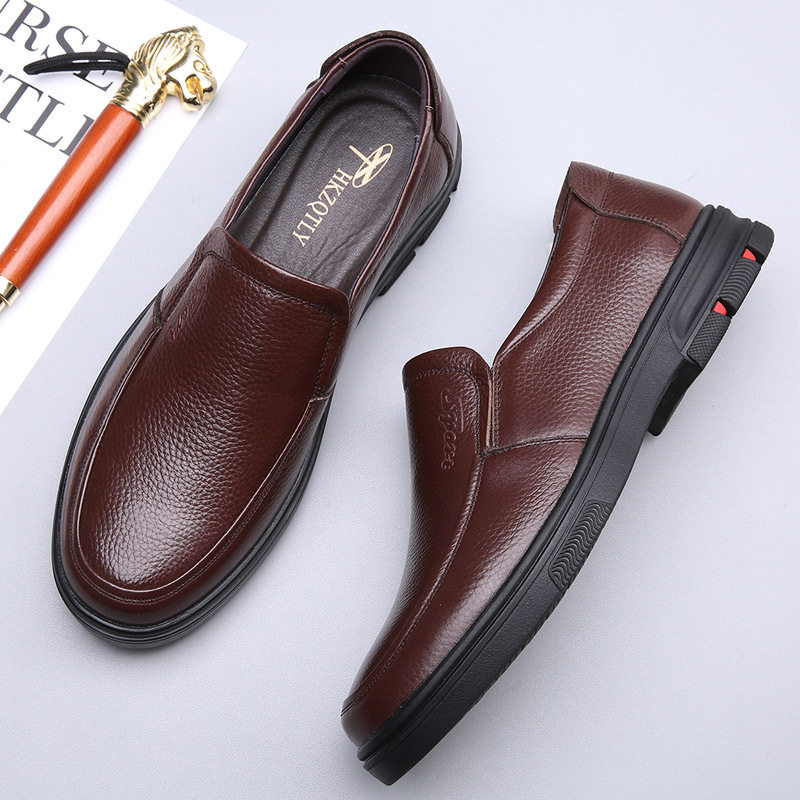 头层牛皮男士皮鞋真皮四季商务休闲软底中年爸爸鞋子上班平底男鞋,流行男鞋,正装皮鞋,淘宝优惠券,粉丝福利购,淘宝优惠卷