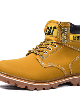 外贸CAT跨境大码秋季情侣款真皮户外休闲厚底工装马丁靴跨境热销