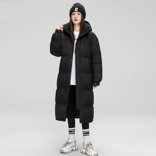 中戏男女情侣同款长款连帽羽绒服