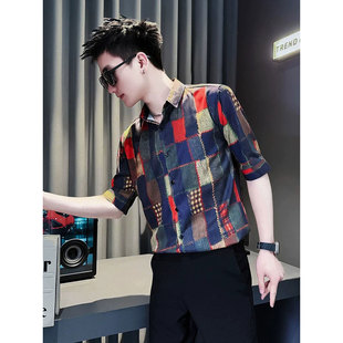 男士 高级感印花衣服男装 短袖 2025新款 超好看网红半袖 痞帅炸街衬衫