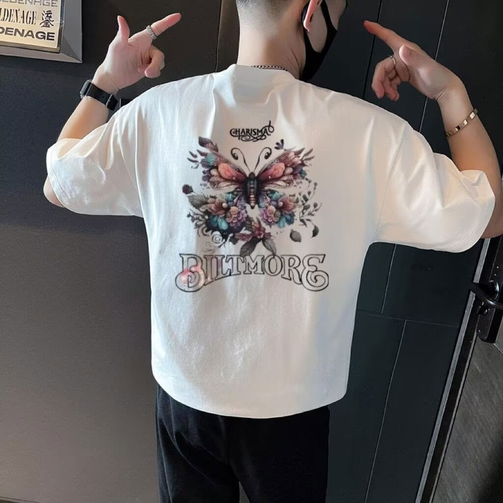 潮流痞帅重磅2025夏季新款高级感纯棉短袖T恤男潮牌网红半袖上衣