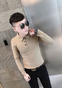 polo毛衣男秋冬季上衣服2023新款潮流百搭痞帅内搭男士针织打底衫