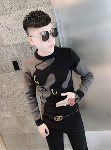 毛衣ins潮牌上衣秋冬精神小伙 长袖 套头男外套痞帅网红针织衫 线衫