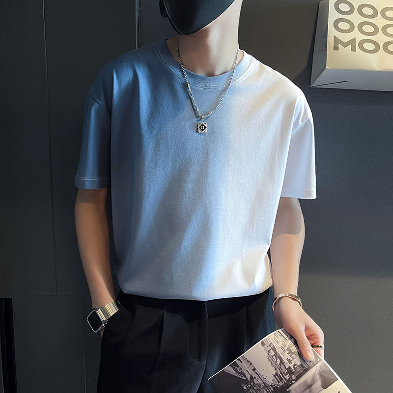 短袖网红痞帅渐变色t恤男