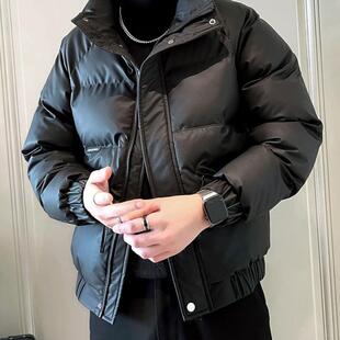 加厚棉衣 男士 高级感立领棉服男冬季 痞帅黑色外套羽绒棉服2024新款